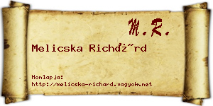 Melicska Richárd névjegykártya